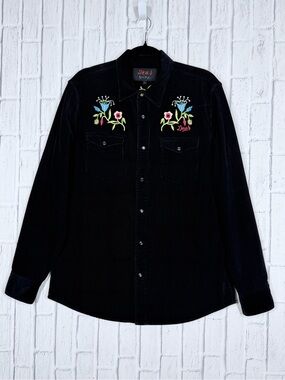 🌺 Deus Ex Machina Florecer Western Shirt Black Embroidered Corduroy Men’s AUS L